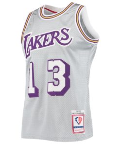 Alternative view of Wilt Chamberlain Los Angeles Lakers 75th Anniversary 1971/72 Hardwood Classics Swingman Jersey - Silver