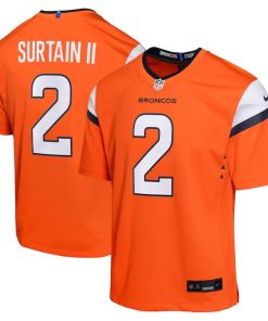 Alternative view of Patrick Surtain II Denver Broncos Nike Youth Game Jersey - Orange/Navy/White