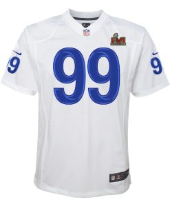 Alternative view of Aaron Donald Los Angeles Rams Nike Youth Super Bowl LVI Game Patch Jersey - White