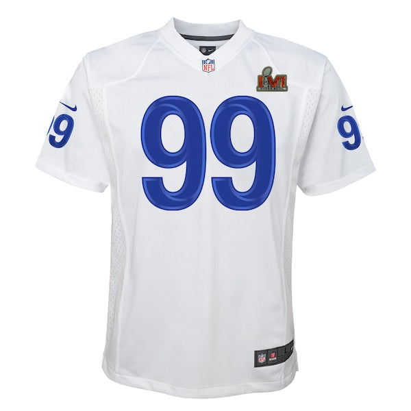Aaron Donald Los Angeles Rams Nike Youth Super Bowl LVI Game Patch Jersey - White - Image 2