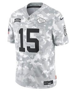 Alternative view of Patrick Mahomes Kansas City Chiefs Nike 2024 Salute to Service Limited Jersey - Arctic Camo