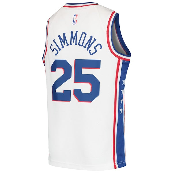 Ben Simmons Philadelphia 76ers Nike Youth Swingman Jersey - White/Royal - Image 4