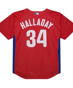 Alternative view of Roy Halladay Philadelphia Phillies Cooperstown Collection 2010 Batting Practice Jersey - Red