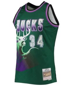 Alternative view of Ray Allen Milwaukee Bucks 1996/97 Hardwood Classics NBA 75th Anniversary Diamond Swingman Jersey - Green