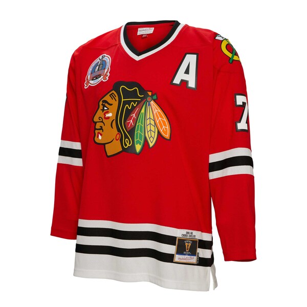 Chris Chelios Chicago Blackhawks Alternate Captain Patch 1991/92 Blue Line Player Jersey - Red - Image 2