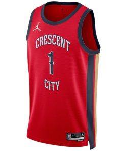 Alternative view of Zion Williamson New Orleans Pelicans Jordan Brand Unisex Swingman Jersey - Statement Edition - Red