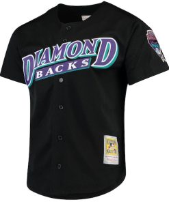 Alternative view of Randy Johnson Arizona Diamondbacks Cooperstown Collection Mesh Batting Practice Button-Up Jersey - Black