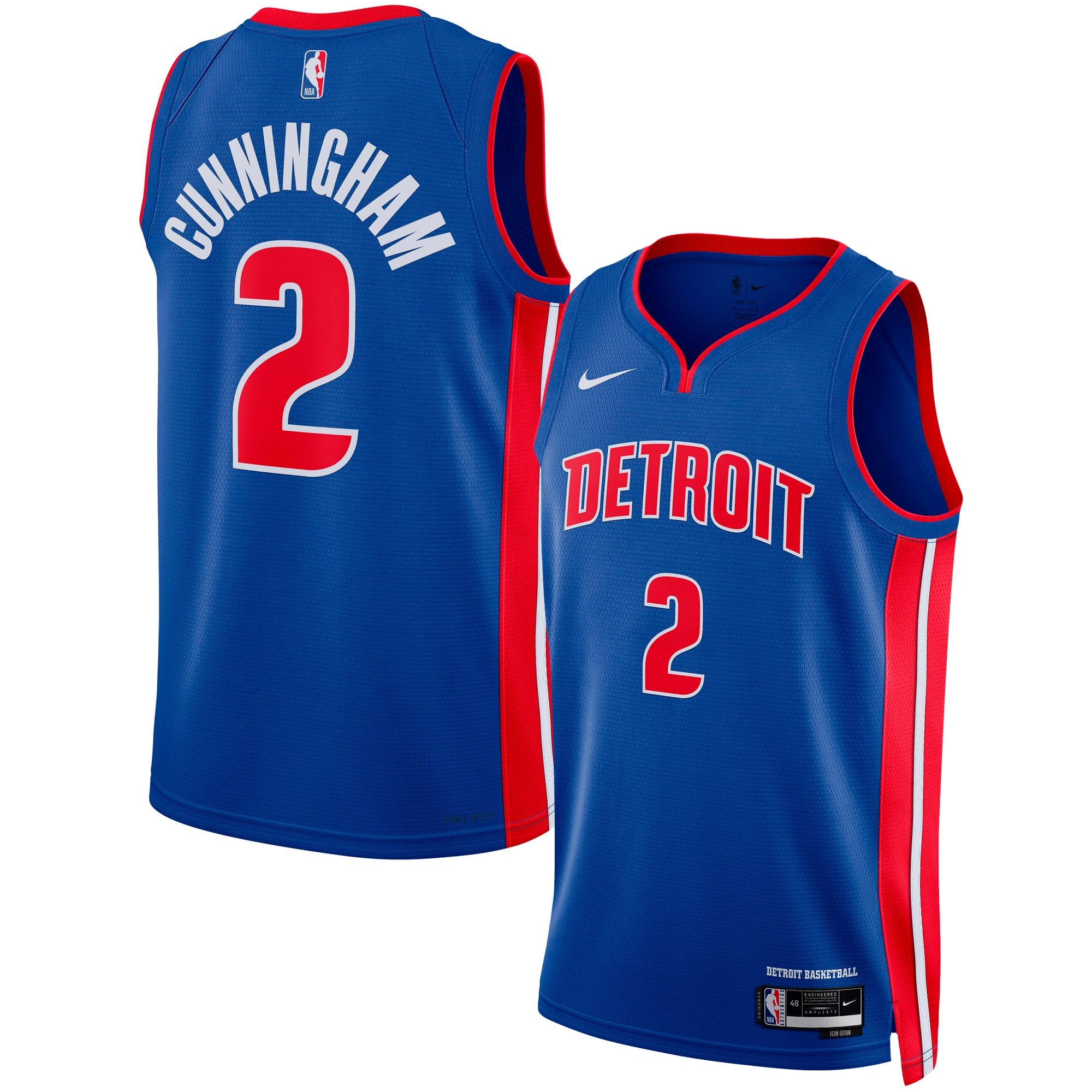 Cade Cunningham Detroit Pistons Nike Unisex Swingman Jersey - Association Edition - White/Blue - Image 6