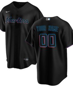 Miami Marlins Nike Alternate Replica Custom Jersey - Black