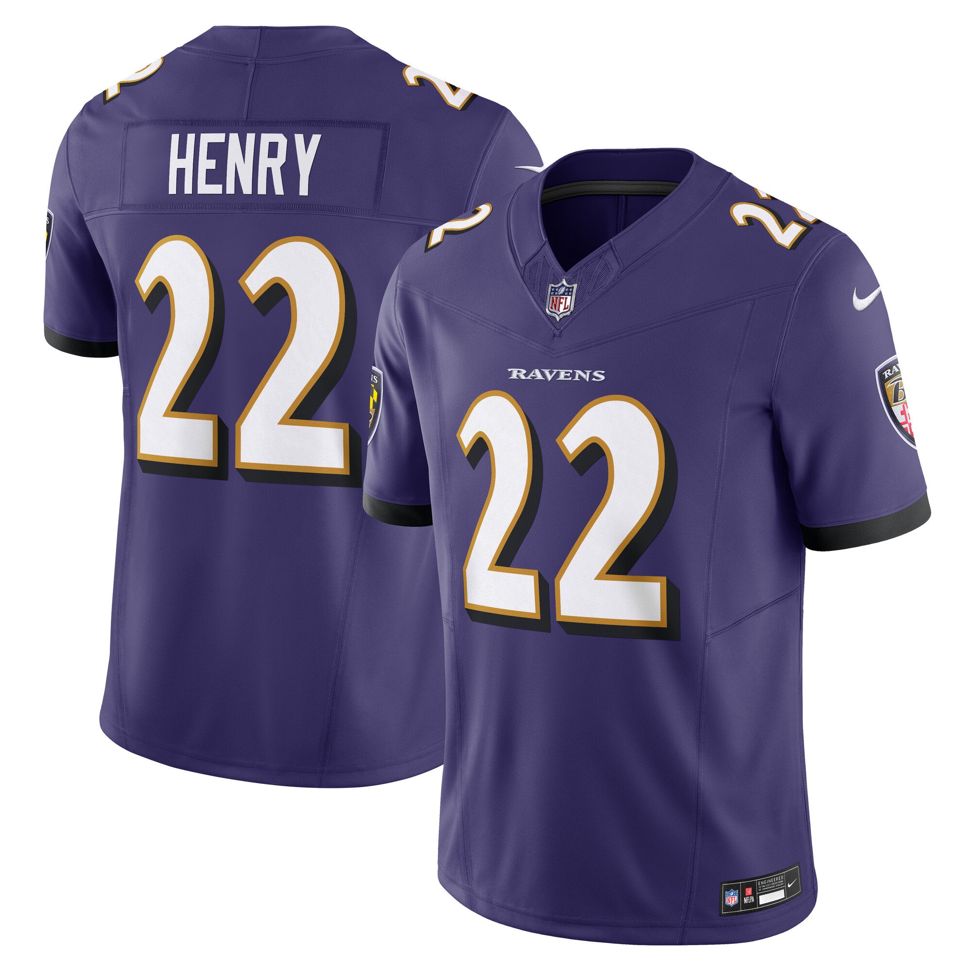 Derrick Henry Baltimore Ravens Nike Vapor F.U.S.E. Limited Jersey - White/Purple/Black - Image 7