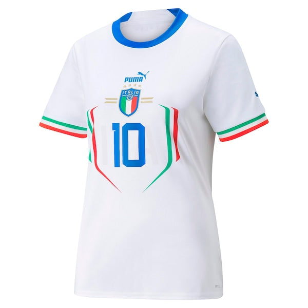 Lorenzo Insigne Italy National Team Puma Women's 2022/23 Away Replica Player Jersey - White - Image 3