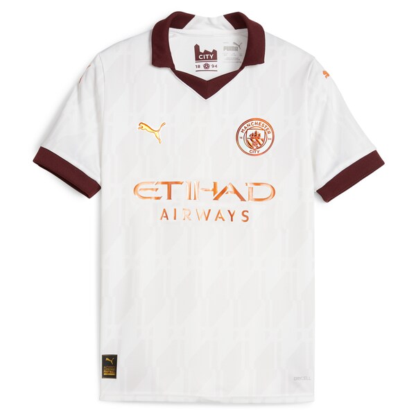 Juli¨¢n ¨¢lvarez Manchester City Puma Youth 2023/24 Away Replica Player Jersey - White - Image 2