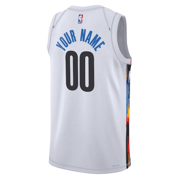 Brooklyn Nets Nike Unisex 2022/23 Swingman Custom Jersey - City Edition - White - Image 3