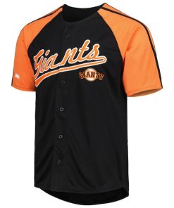 Alternative view of San Francisco Giants Stitches Button-Down Raglan Fashion Jersey - Black