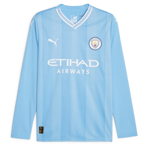 Kevin De Bruyne Manchester City Puma 2023/24 Home Replica Player Long Sleeve Jersey - Sky Blue - Image 2