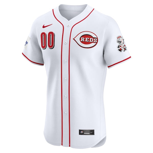 Cincinnati Reds Nike Home Elite Custom Patch Jersey - White - Image 2