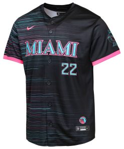 Alternative view of Sandy Alcantara Miami Marlins Youth 2025 City Connect Limited Player Jersey - Black