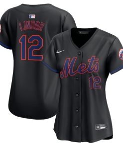 Francisco Lindor New York Mets Nike Women's Alternate Limited Player Jersey?¨C Black