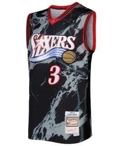 Alternative view of Allen Iverson Philadelphia 76ers 2000/01 Hardwood Classics Marble Swingman Jersey - Black