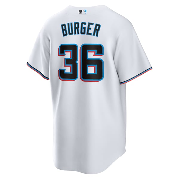 Jake Burger Miami Marlins Nike Home Replica Team Jersey - White - Image 4