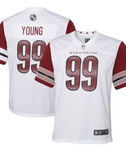 Alternative view of Chase Young Washington Commanders Nike Youth Game Jersey - White/Black/Burgundy