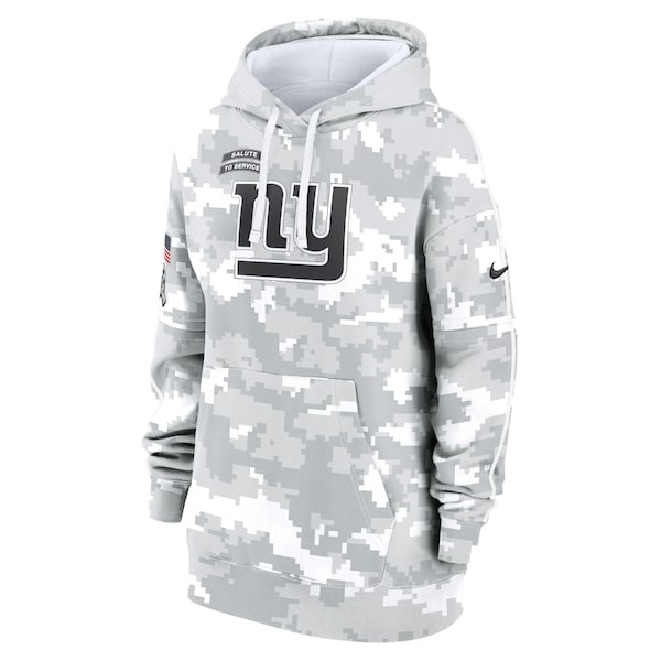 New York Giants Nike Women's 2024 Salute To Service Club Fleece Pullover Hoodie - Arctic Camo - Image 2