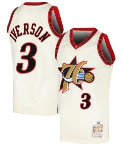Allen Iverson Philadelphia 76ers Chainstitch Swingman Jersey - Cream