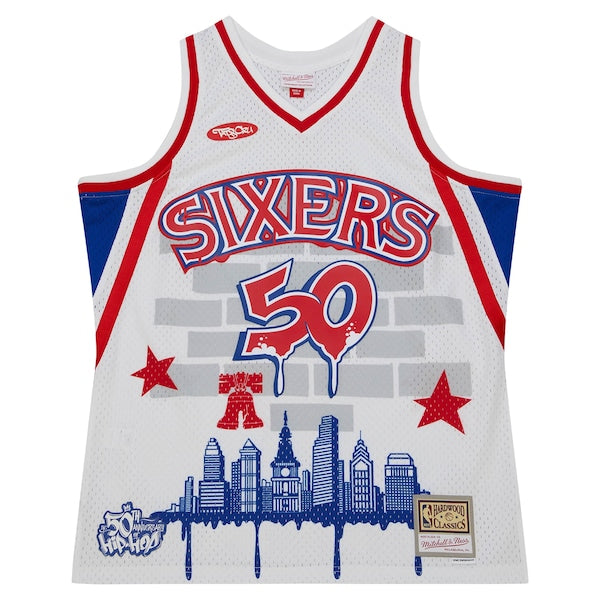 Philadelphia 76ers x Tats Cru Hardwood Classics Fashion Jersey - White - Image 2