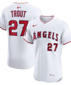 Alternative view of Mike Trout Los Angeles Angels Nike Home ElitePlayer  Jersey - White/Red
