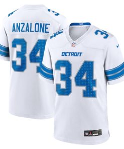 Alex Anzalone Detroit Lions Nike White Game Jersey -  White/Blue