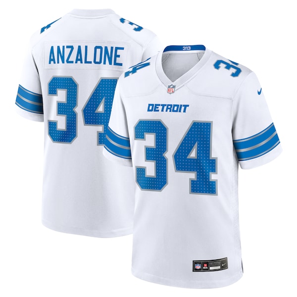 Alex Anzalone Detroit Lions Nike White Game Jersey - White/Blue