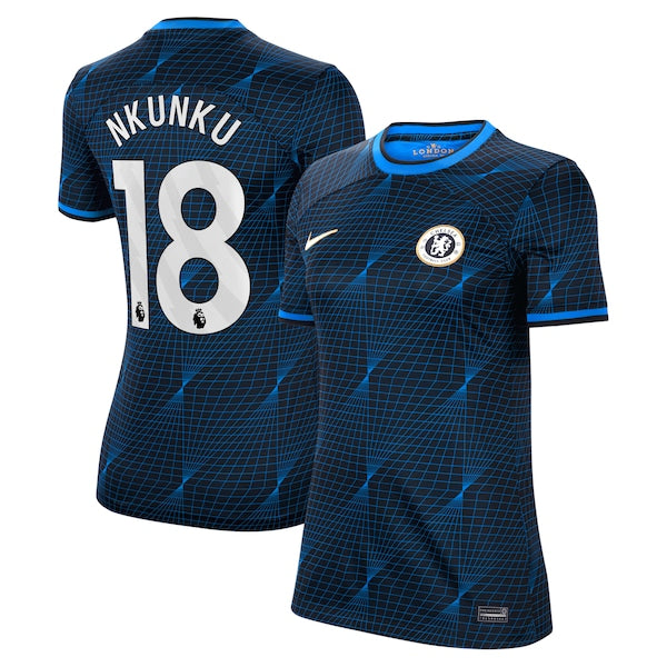 Christopher Nkunku Chelsea Nike Women's 2023/24 Away Stadium Replica Player Jersey - Navy/Blue - Image 2