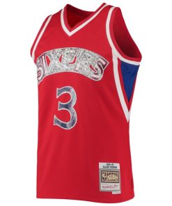 Alternative view of Allen Iverson Philadelphia 76ers 1996/97 Hardwood Classics NBA 75th Anniversary Diamond Swingman Jersey - Red