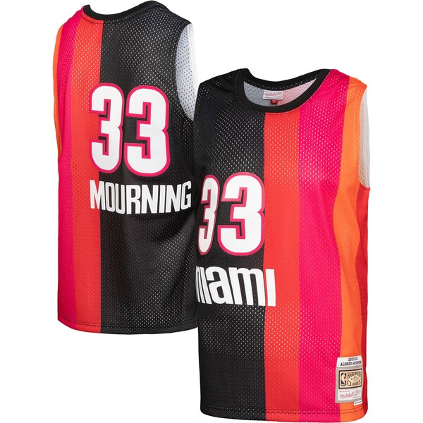 Alonzo Mourning Miami Heat Hardwood Classics 2005/06 Split Swingman Jersey - Black/Red - Image 3