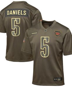 Jayden Daniels Washington Commanders Nike Youth 2025 Salute to Service Game Jersey - Olive