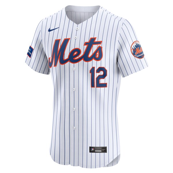 Francisco Lindor New York Mets Nike Home Elite Sponsor Patch Player Jersey - White - Image 3