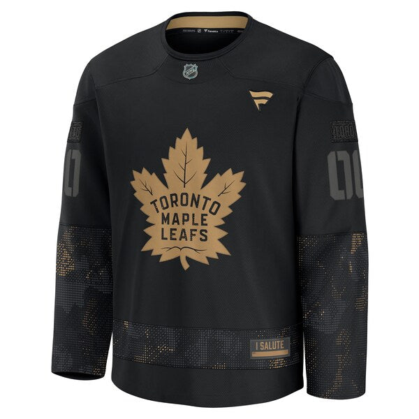Toronto Maple Leafs 2024 Military Appreciation Personalized Long Sleeve Practice Jersey - Black - Image 2