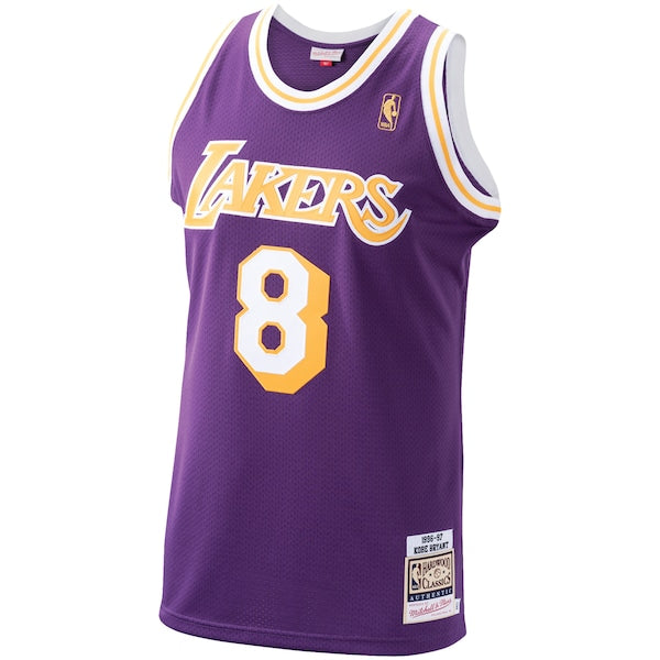 Men's Los Angeles Lakers Kobe Bryant Purple 1996/97 Hardwood Classics Authentic Jersey/Gold/Royal - Image 3
