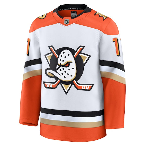 Trevor Zegras Anaheim Ducks Away Premium Jersey - White/Orange - Image 3