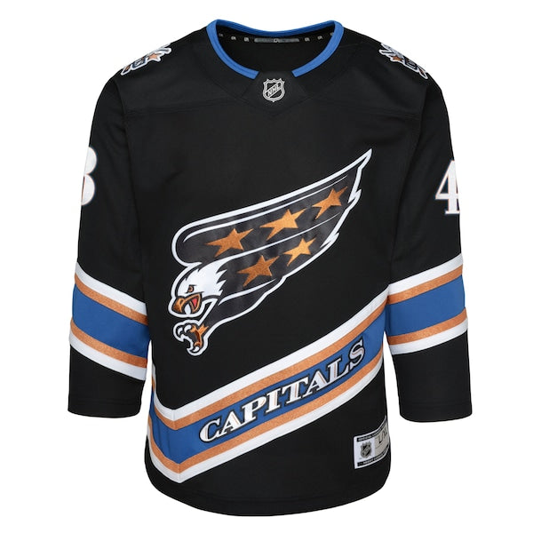 Tom Wilson Washington Capitals Youth Alternate 50th Anniversary Premier Player Jersey - Black/Red/Navy - Image 3