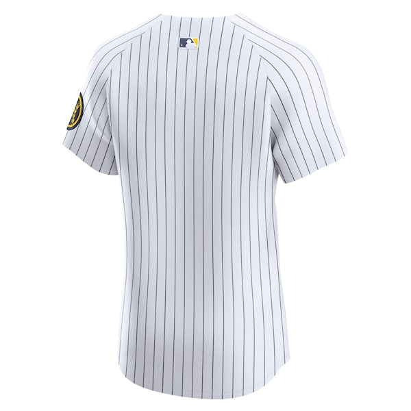 Milwaukee Brewers Nike Alternate Vapor Premier Elite Patch Jersey - White - Image 4