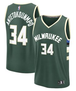 Giannis Antetokounmpo Milwaukee Bucks  Fast Break Replica Player Jersey - Icon Edition - Hunter Green