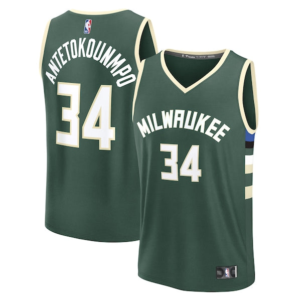 Giannis Antetokounmpo Milwaukee Bucks Fast Break Replica Player Jersey - Icon Edition - Hunter Green