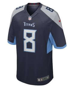 Alternative view of Will Levis Tennessee Titans Nike 2023 NFL Draft Pick Game Jersey - Navy