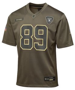 Alternative view of Brock Bowers Las Vegas Raiders Nike Youth 2025 Salute to Service Game Jersey - Olive