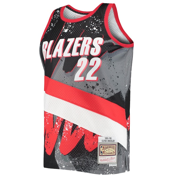 Clyde Drexler Portland Trail Blazers Hardwood Classics 1991/92 Hyper Hoops Swingman Jersey - Black - Image 2