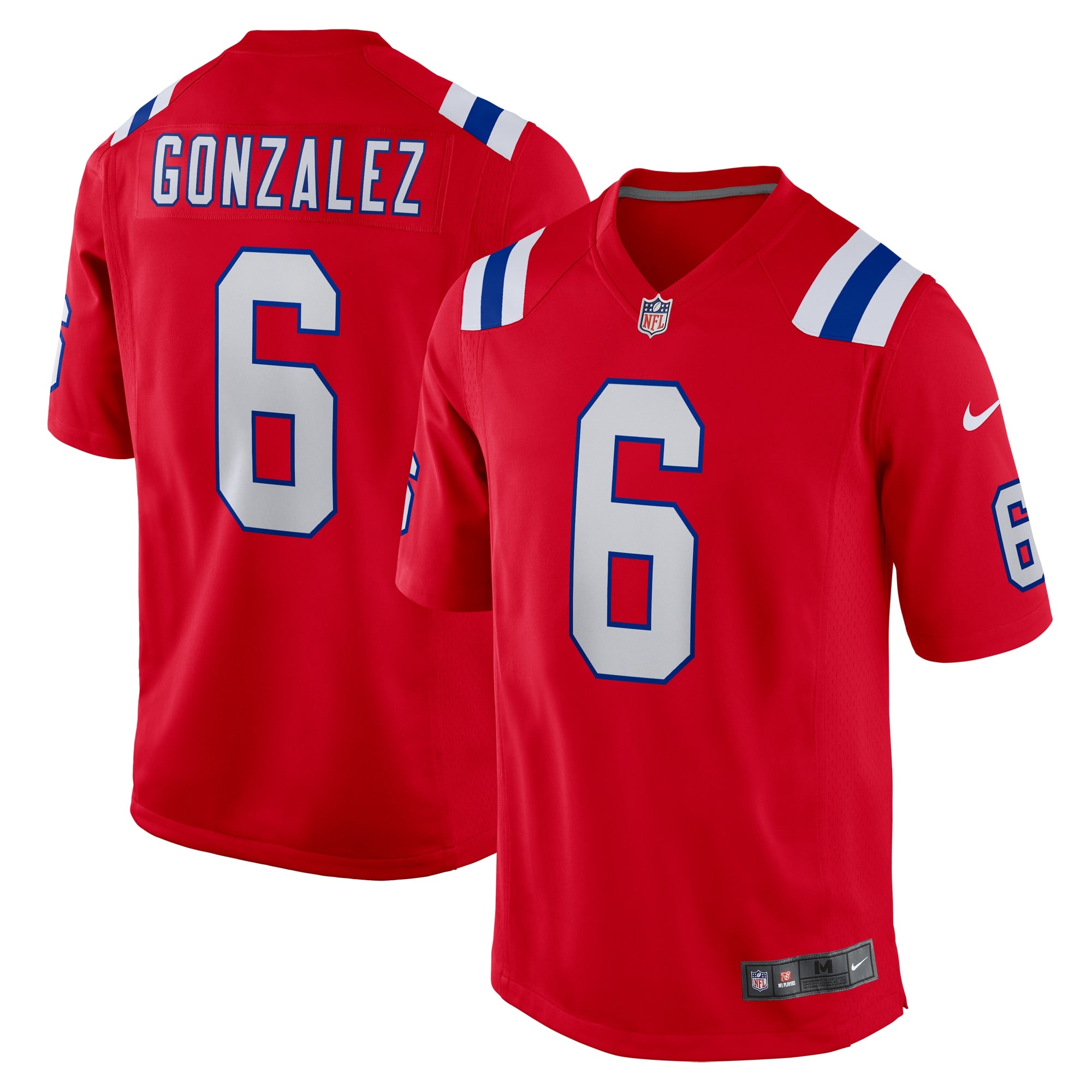 Christian Gonzalez New England Patriots Nike Game Jersey - White/Navy/Red - Image 6
