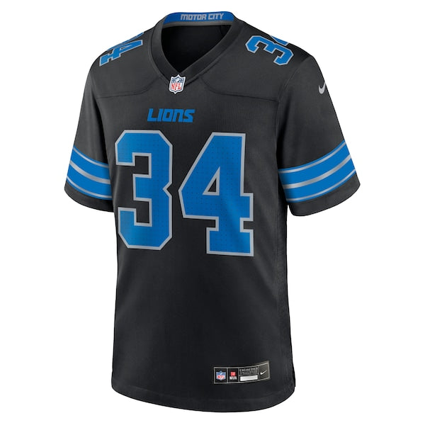 Alex Anzalone Detroit Lions Nike 2nd Alternate Game Jersey - Black/Blue - Image 4