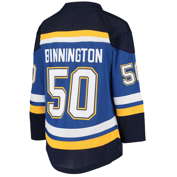 Jordan Binnington St. Louis Blues Youth Home Replica Player Jersey - Blue - Image 3