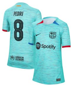 Pedri Barcelona Nike Youth 2023/24 Third Replica Jersey - Aqua